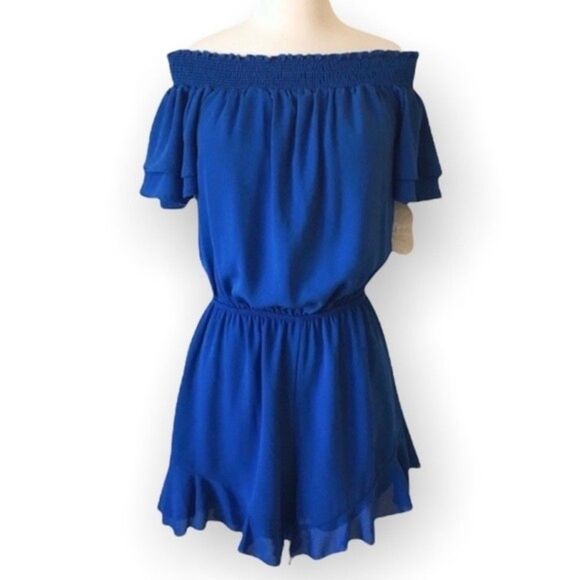 Altar’d State Off the Shoulders Royal Blue Romper NWT - Picture 1 of 8